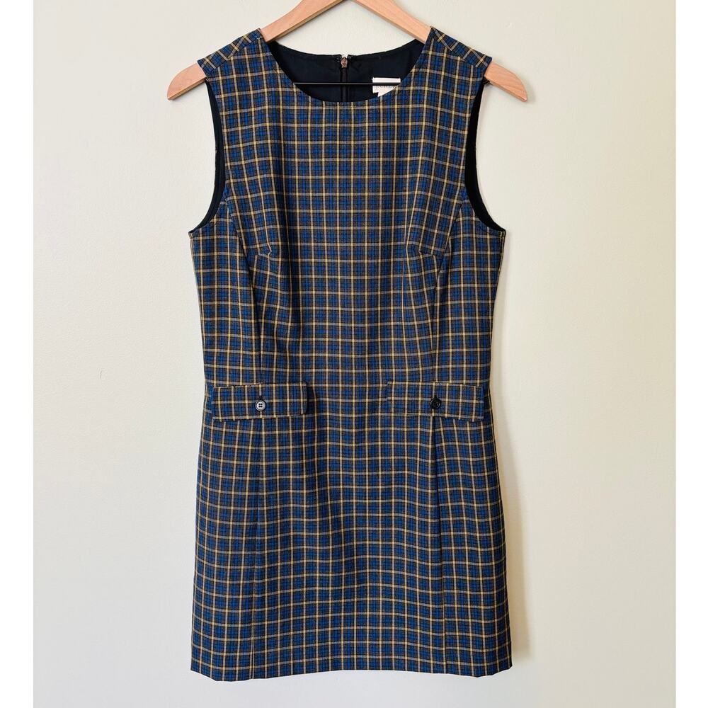 Vintage J. Crew Plaid Shift Dress Sleeveles Preppy Mod 90s